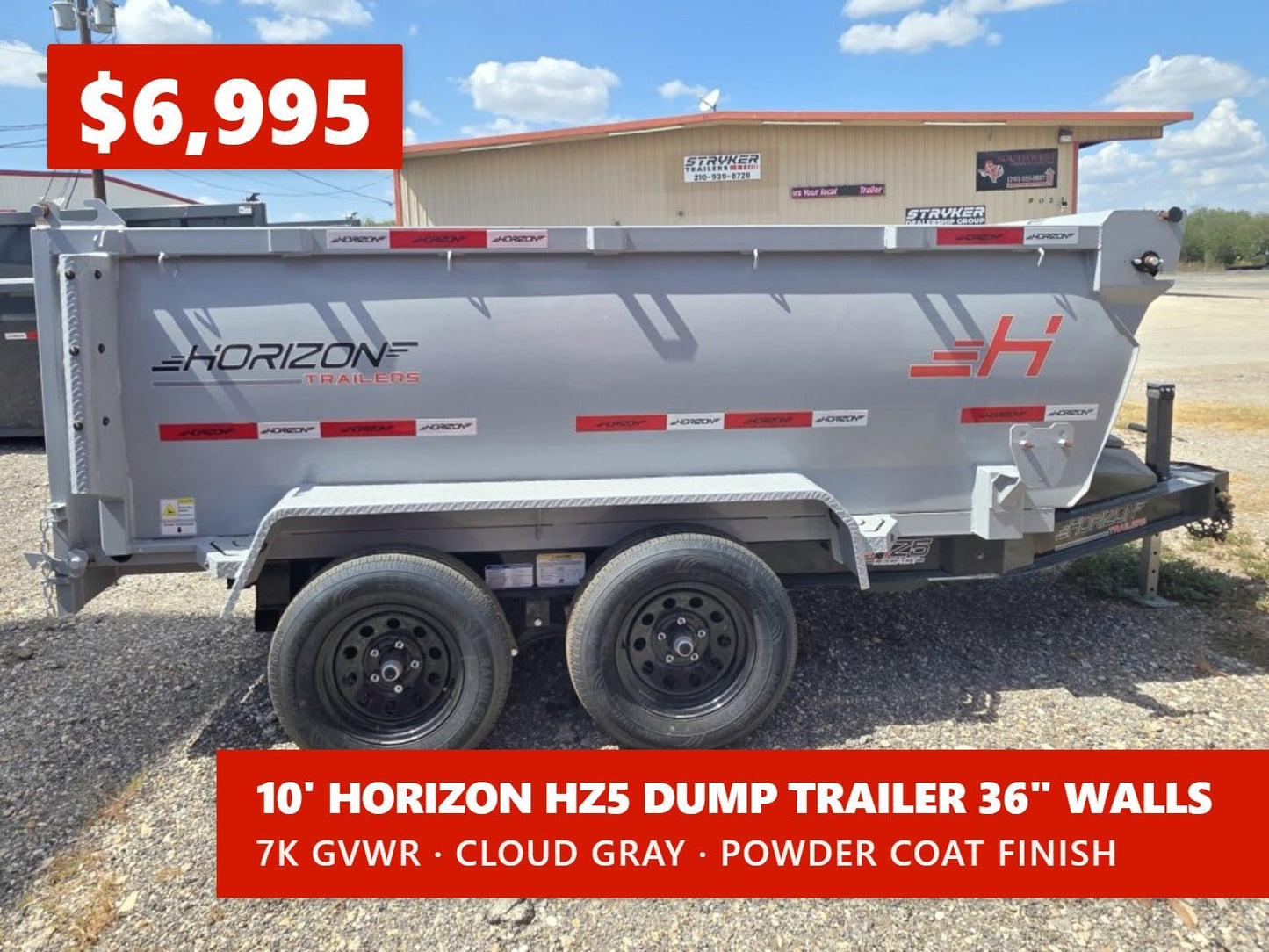 10' Horizon HZ5 Bumper Pull Dump Trailer 36" Side Walls - (2) 3.5K Axles 016521 - Stryker Dealership Group
