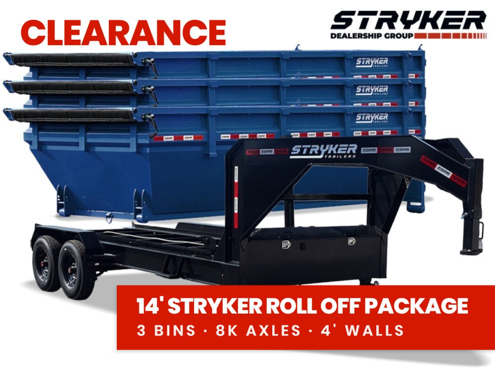 Stryker 14' GN Roll off Bundle (2) 8k Axles + 3 Bins w/ 4' Walls 003913