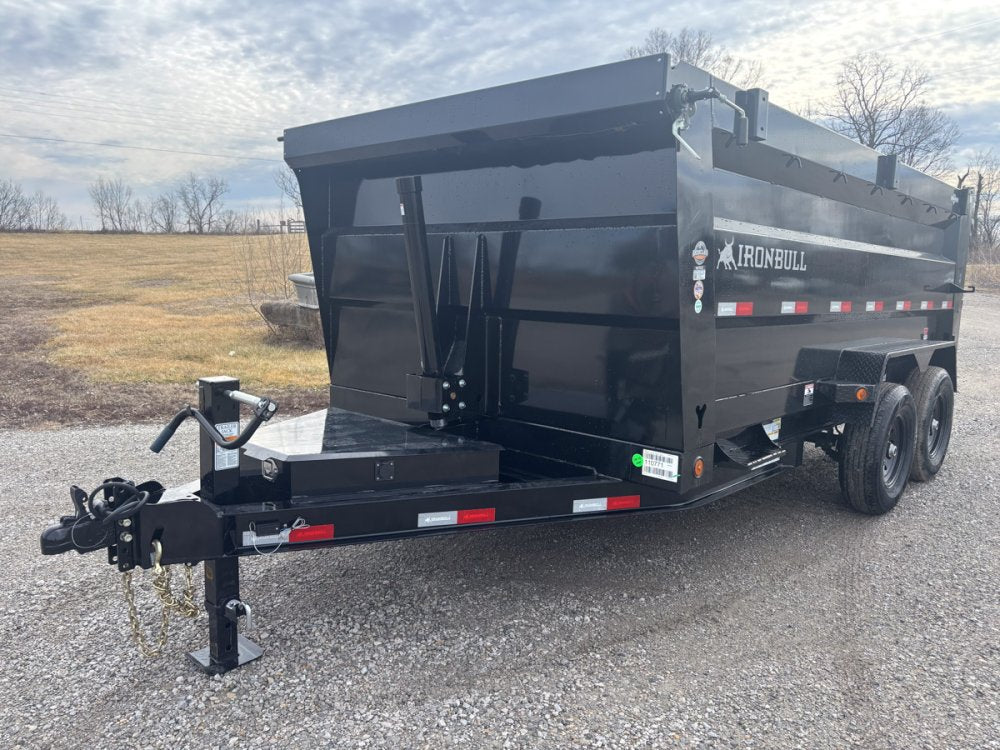 14' x 83" Iron Bull DTB Bumper Pull Dump Trailer 48" Side Walls - (2) 7,000 lb Axles, Telescopic 110771