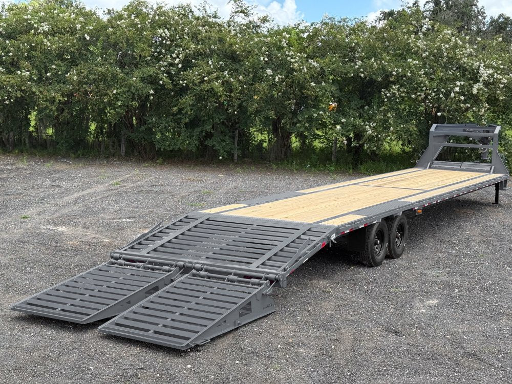 40' Stryker Gooseneck Hotshot Non-CDL Deckover Trailer Mega Ramps - (2) 7K Axles 4216