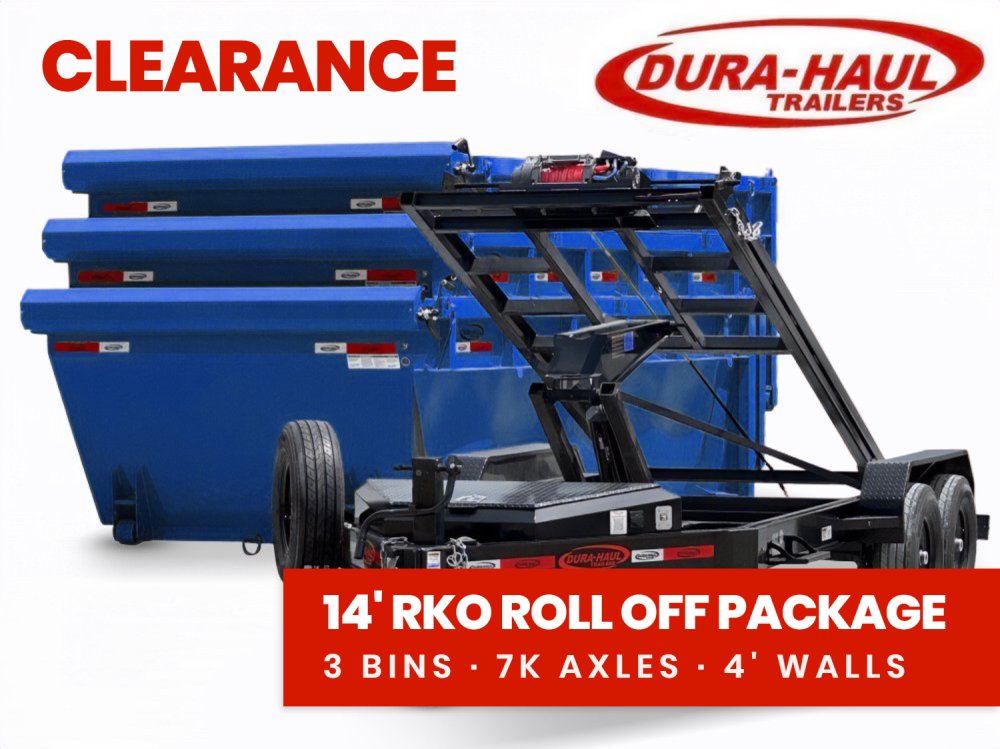Dura Haul 14' BP Roll Off Bundle (2) 7k Axles + 3 Bin 4' Walls 01092A