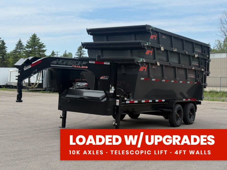 Horizon 16' HRD GN Roll off Bundle (2) 10k Axles + 3 Bins w/ 4' Walls 014954