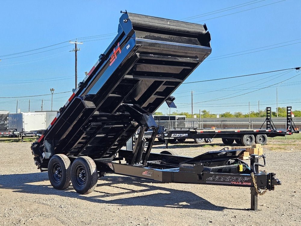 12' EZ7 Dump Trailer 19" Sides 7K Axles 14K GVWR 3 - way Door Slide In Ramps 7310 - Stryker Dealership Group