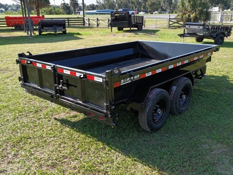 12' EDT Dump Trailer 20" Side Walls - 10 ga Floor - 521 Scissor Lift - 3 Way Gate - DT1 Light Duty - Stryker Dealership Group