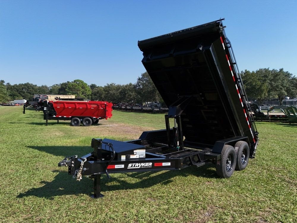 12' EDT Dump Trailer 20" Side Walls - 10 ga Floor - 521 Scissor Lift - 3 Way Gate - DT1 Light Duty - Stryker Dealership Group