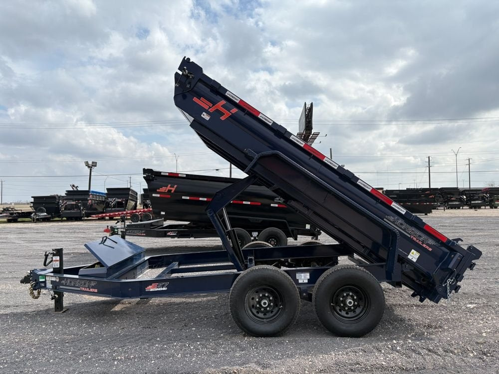 12' EZ7 Dump Trailer 19" Sides 7K Axles 14K GVWR 3-way Door Slide In Ramps - Dump Trailers - Stryker Dealership Group
