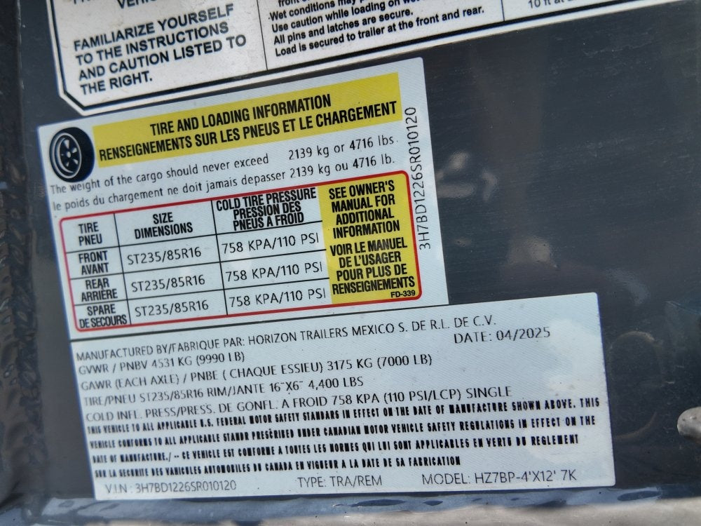 12' HZ7 Dump 48" Sides - 7K Axles - 620 Scissor - Dump Trailers/Dump Trailers - Stryker Dealership Group