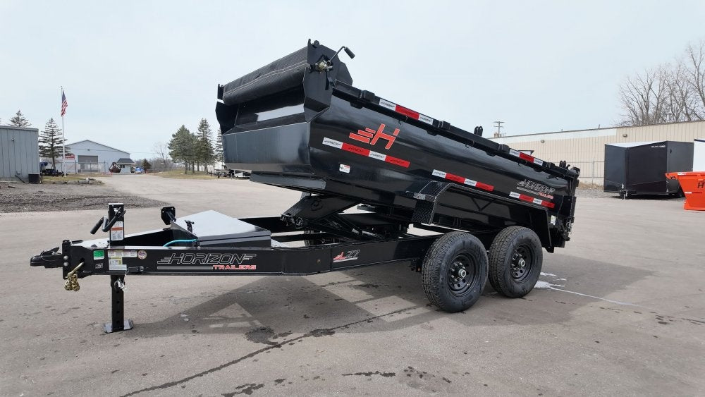 12' LZ7 Dump Trailer 30" Walls - 14k GVWR - Scissor Lift - 14ply Tires - 3 Way Door - DT2 Contractor - Stryker Dealership Group