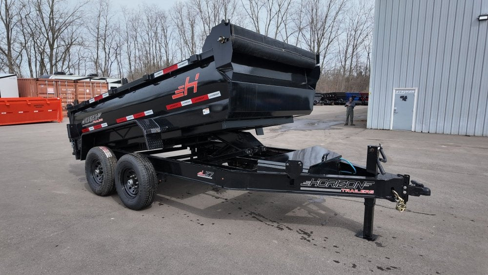 12' LZ7 Dump Trailer 30" Walls - 14k GVWR - Scissor Lift - 14ply Tires - 3 Way Door - DT2 Contractor - Stryker Dealership Group
