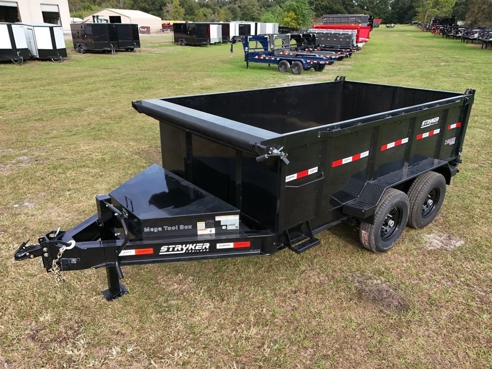 12' SDT Dump Trailer 36" Side Walls - 521 Scissor Lift - 3 Way Gate - Dump Trailers - Stryker Dealership Group