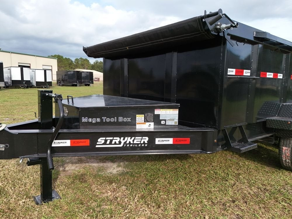 12' SDT Dump Trailer 36" Side Walls - 521 Scissor Lift - 3 Way Gate - DT1 Light Duty - Stryker Dealership Group
