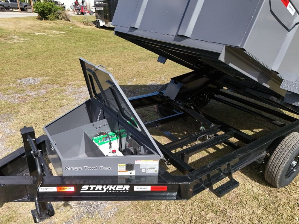12' SDT Dump Trailer 36" Side Walls - 521 Scissor Lift - 3 Way Gate - Blk - Dump Trailers - Stryker Dealership Group