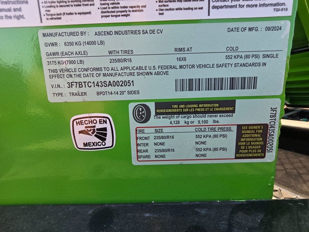 14' EDT Dump Trailer 20" Side Walls - 10 ga Floor - 521 Scissor Lift - 3 Way Gate 2051 - Stryker Dealership Group