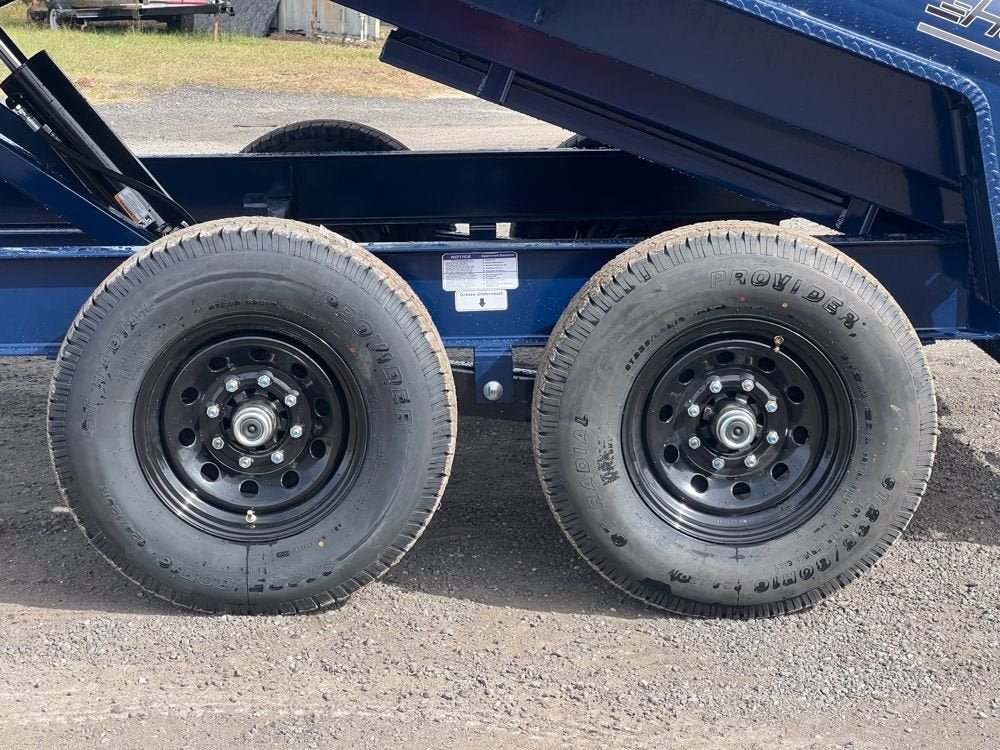 14' EZ7 Dump Trailer 19" Sides 7K Axles 14K GVWR 3 - way Door Slide In Ramps 7316 - Stryker Dealership Group
