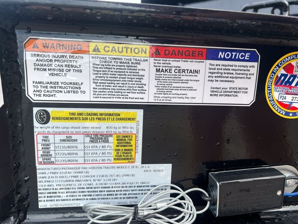 14' EZ7 Dump Trailer 19" Sides 7K Axles 14K GVWR 3 - way Door Slide In Ramps 7323 - Stryker Dealership Group