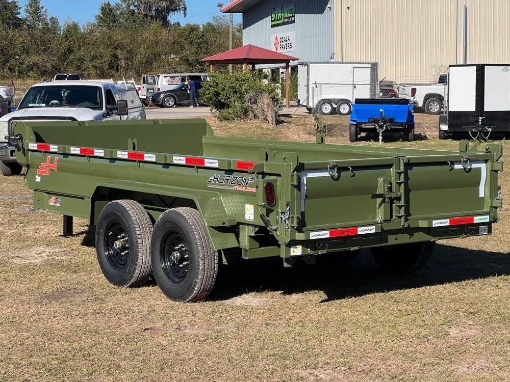 14' EZ7 Dump Trailer 19" Sides 7K Axles 14K GVWR 3 - way Door Slide In Ramps 7326 - Stryker Dealership Group