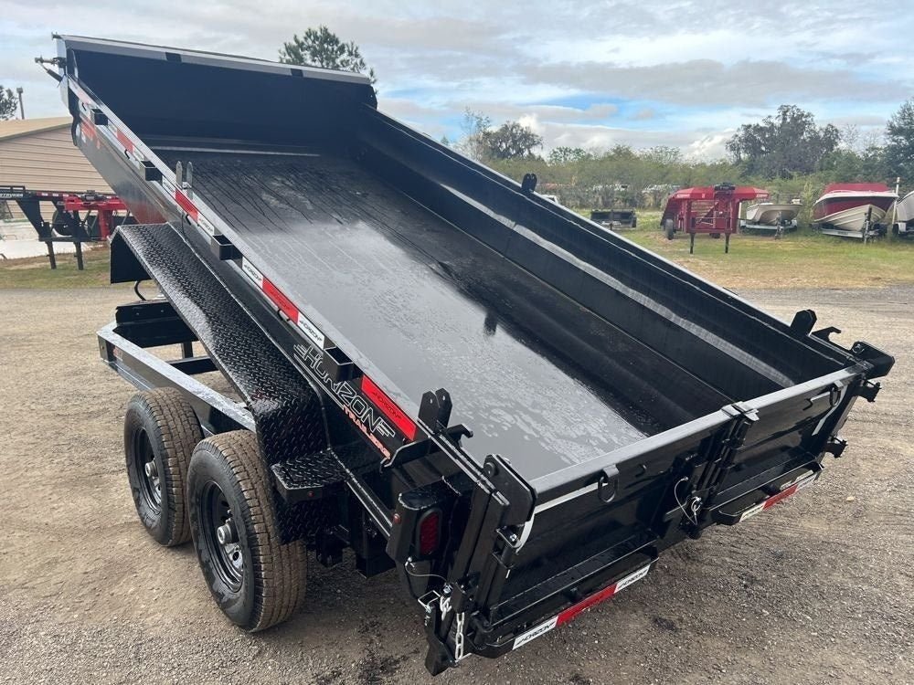 14' EZ7 Dump Trailer 19" Sides 7K Axles 14K GVWR 3 - way Door Slide In Ramps 7327 - Stryker Dealership Group