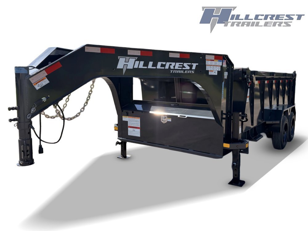 14' Hillcrest Gooseneck Dump Trailer Telescopic 40" Side Walls - (2) 7K Axles 004439 - Stryker Dealership Group