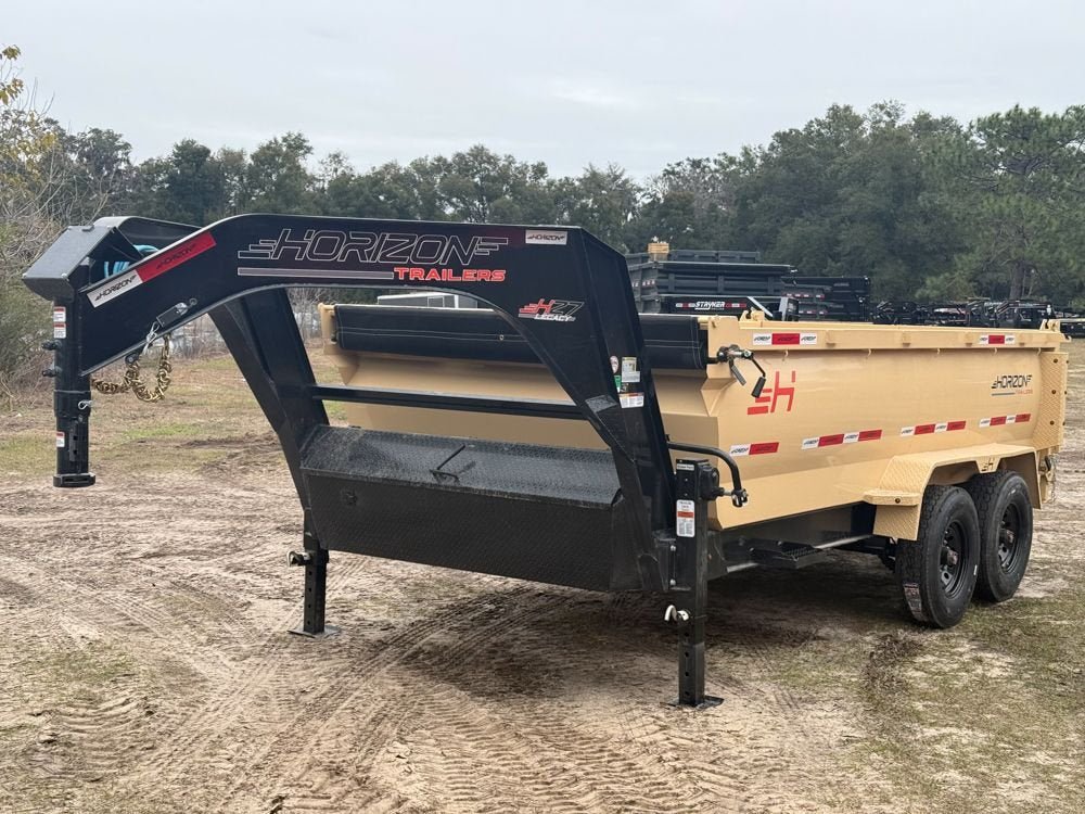 14' HZ7 GN Dump 36" Sides - 8K Axles - 620 Scissor - 14 ply Tires - 2 Speed Jack 7164 - Stryker Dealership Group