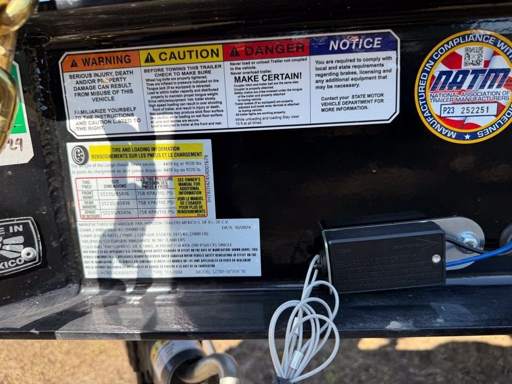 14' LZ7 Dump Trailer 30" Walls - Scissor Lift - 14K GWVR - 14ply Tires - 3 Way Door - Ramps 7679 - Stryker Dealership Group