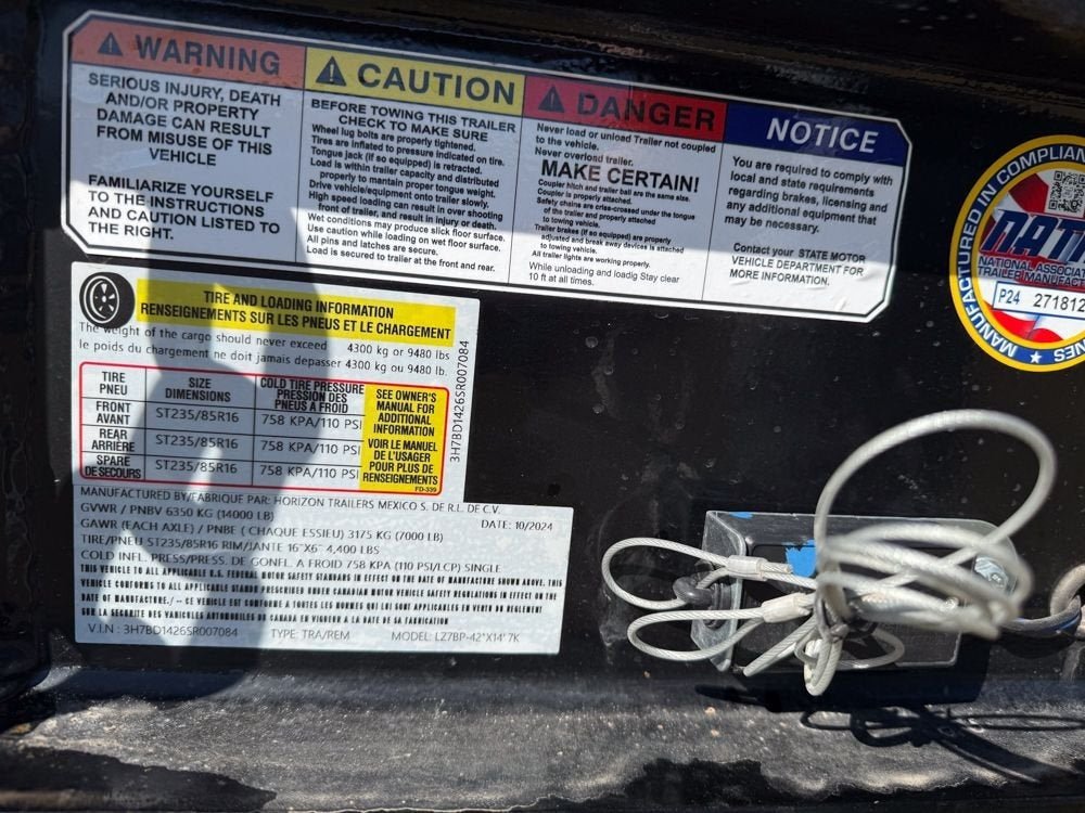 14' LZ7 Dump Trailer 48" Walls - Scissor Lift - 14K GWVR - 14ply Tires - 3 Way Door - Ramps 7084 - Stryker Dealership Group