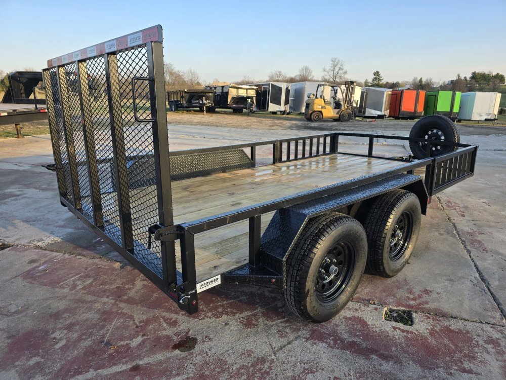 14' Utility Trailer (2) 3.5K Axles, 77" Wide, Side Ramps and 4' Gate 004071 - Stryker Dealership Group