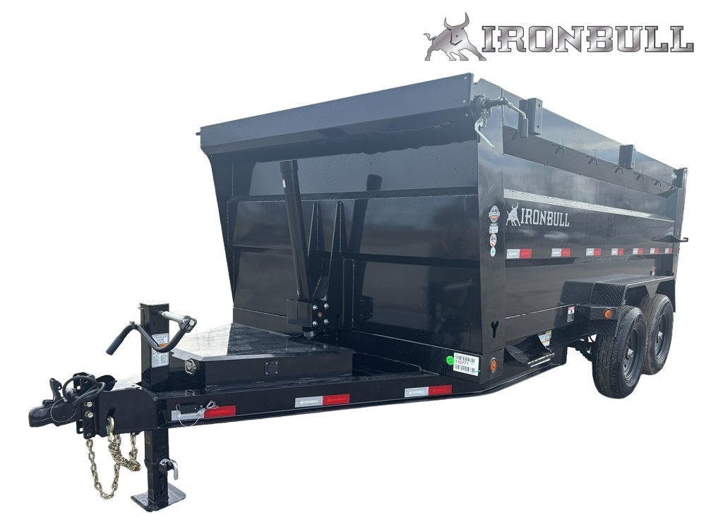 14' x 83" Iron Bull DTB Bumper Pull Dump Trailer 48" Side Walls - (2) 7,000 lb Axles, Telescopic 110771 - Stryker Dealership Group