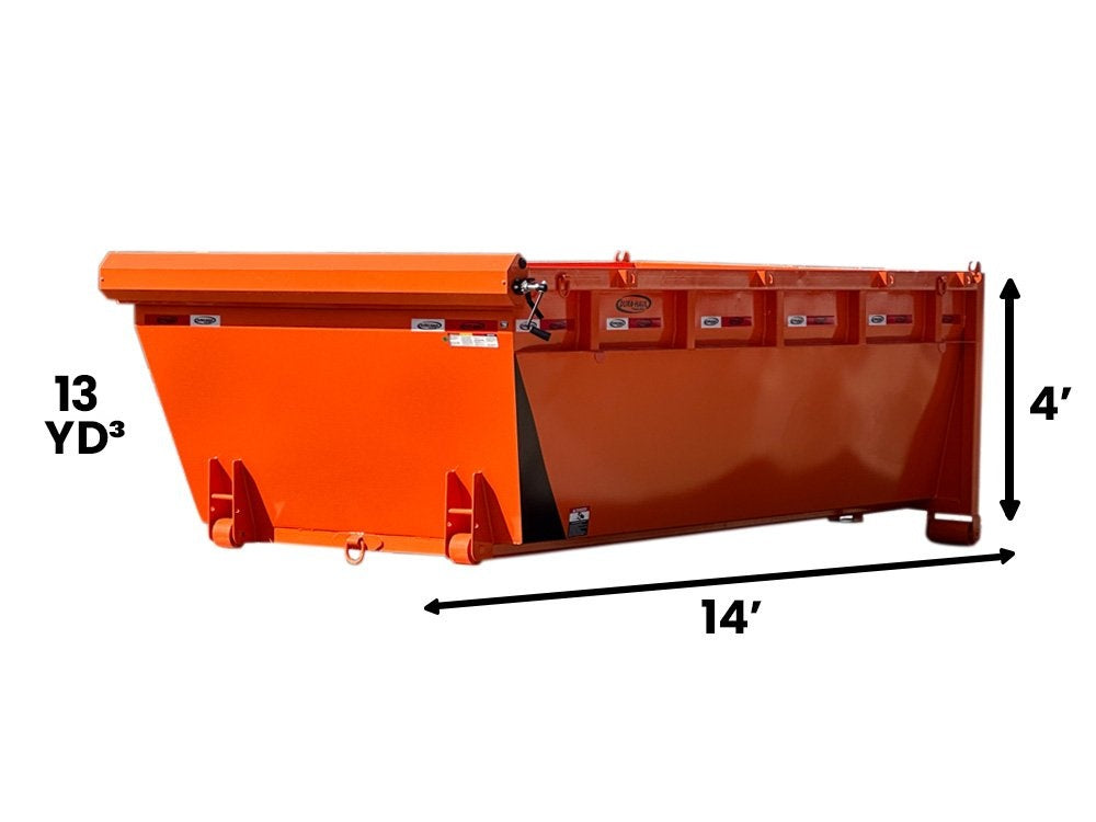 14' DH Roll Off Bin 4' Walls - Orange - #8900-06 - 14x4 Bin/Roll Off Bin - Stryker Dealership Group
