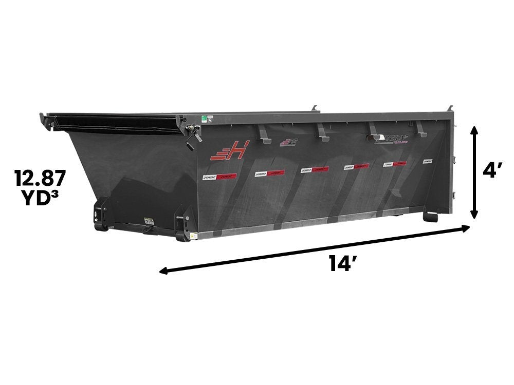14' EDZ Roll Off Bin 4' Wall + Tarp - Ash Gray - #EDZ0007047 - 14x4 Bin/Roll Off Bin - Stryker Dealership Group