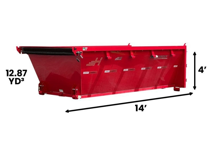14' EDZ Roll Off Bin 4' Wall + Tarp - Red - #EDZ0007134 - Roll Off Bin/RO 14x4 Bin - Stryker Dealership Group