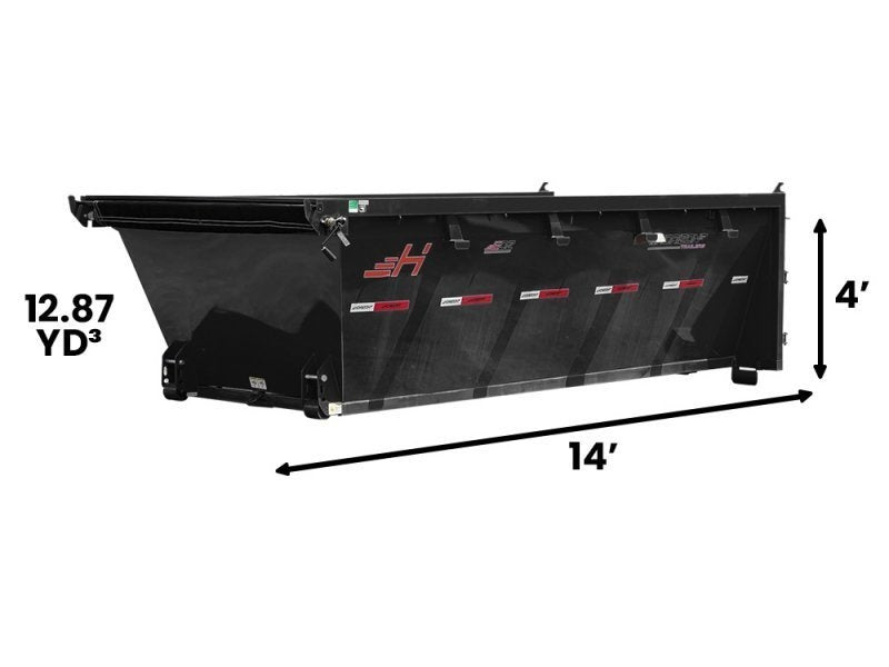 14' EDZ Roll Off Bin 4' Walls - Black - #EDZ0006456 - RO 14x4 Bin/Roll Off Bin - Stryker Dealership Group