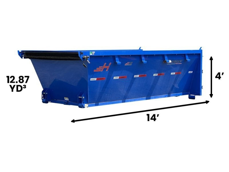14' EDZ Roll Off Bin 4' Walls - Blue - #EDZ0006302 - RO 14x4 Bin/Roll Off Bin - Stryker Dealership Group