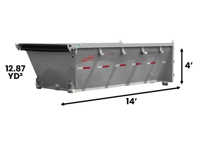 14' EDZ Roll Off Bin 4' Walls - Cloud Gray - #EDZ0006454 - Roll Off Bin/RO 14x4 Bin - Stryker Dealership Group