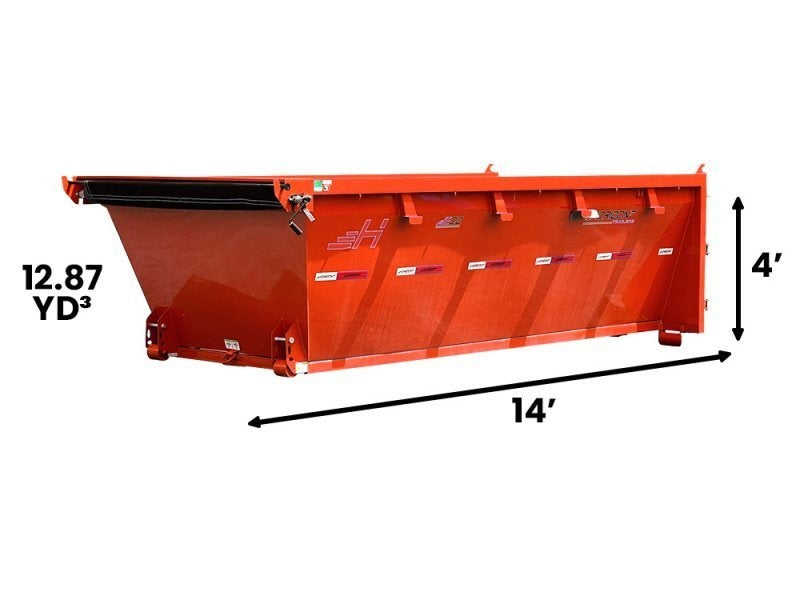 14' EDZ Roll Off Bin 4' Walls - Orange - #EDZ0006958 - 14x4 Bin/Roll Off Bin - Stryker Dealership Group