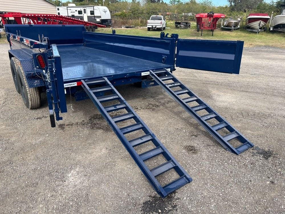 14' EZ7 Dump Trailer 19" Sides 7K Axles 14K GVWR 3-way Door Slide In Ramps - Dump Trailers - Stryker Dealership Group