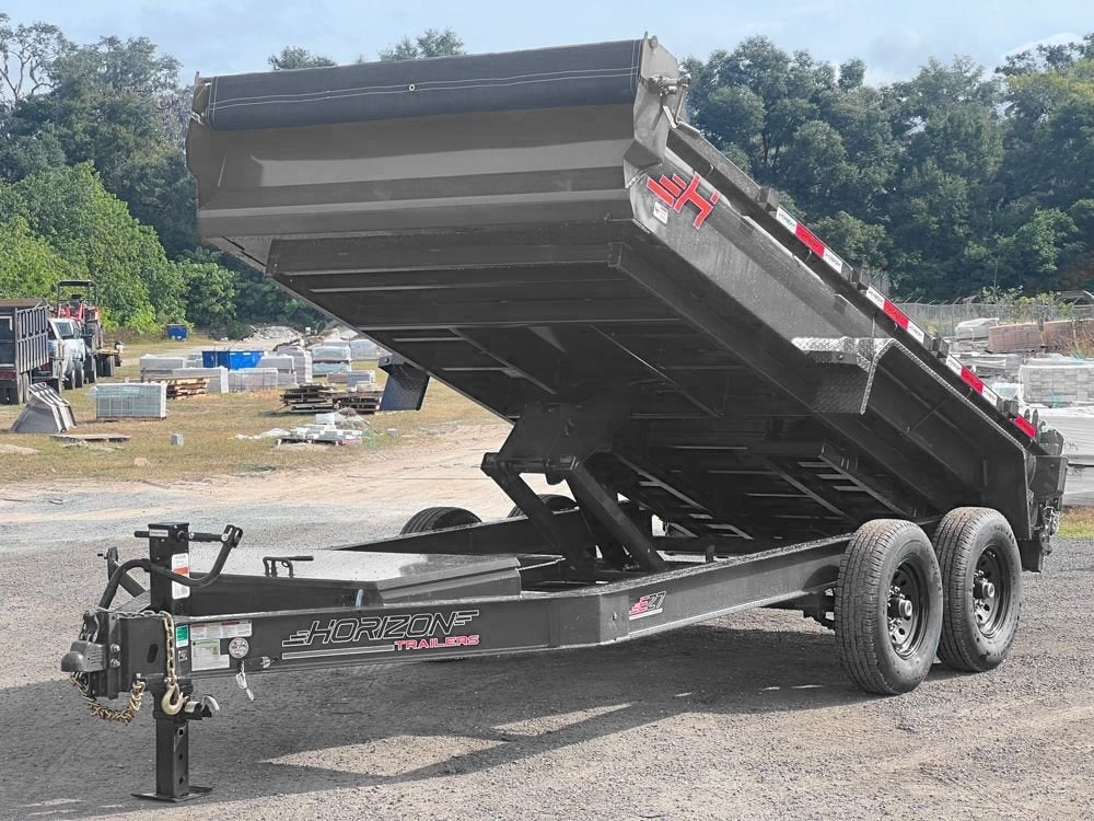 14' EZ7 Dump Trailer 19" Sides 7K Axles 14K GVWR 3-way Door Slide In Ramps - DT1 Light Duty - Stryker Dealership Group