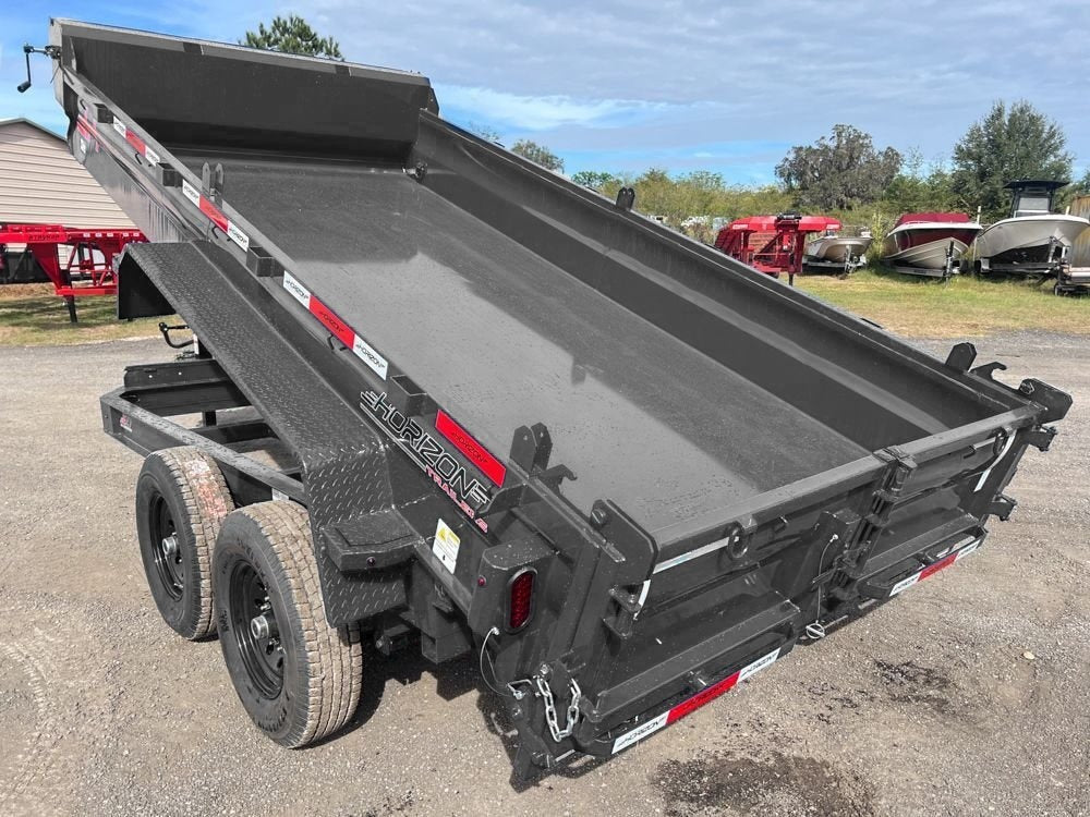14' EZ7 Dump Trailer 19" Sides 7K Axles 14K GVWR 3-way Door Slide In Ramps - DT1 Light Duty - Stryker Dealership Group