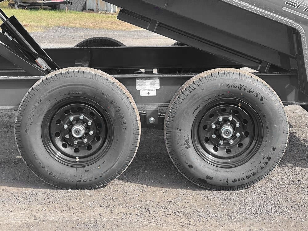 14' EZ7 Dump Trailer 19" Sides 7K Axles 14K GVWR 3-way Door Slide In Ramps - DT1 Light Duty - Stryker Dealership Group