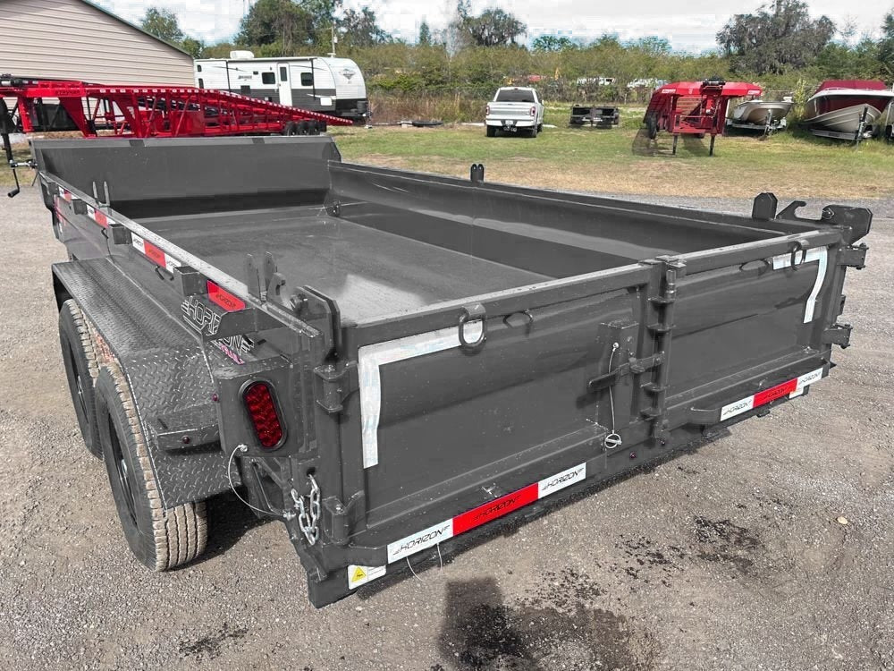 14' EZ7 Dump Trailer 19" Sides 7K Axles 14K GVWR 3-way Door Slide In Ramps - DT1 Light Duty - Stryker Dealership Group
