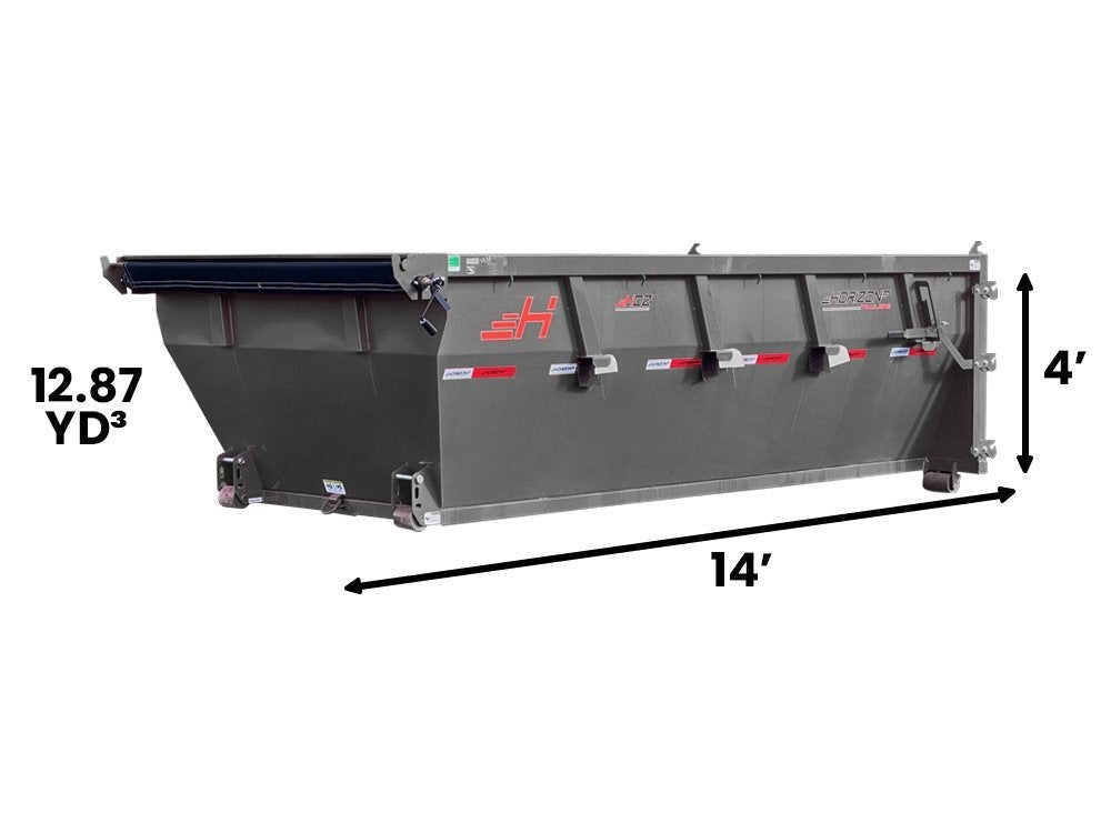14' HDZ Roll Off Bin 4' Walls - Ash Gray - #HDZ0006364 - 14x4 Bin/Roll Off Bin - Stryker Dealership Group