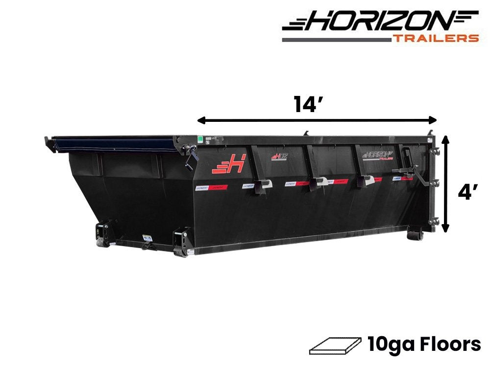 14' HDZ Roll Off Bin 4' Walls - Black - #HDZ0006376 - Roll Off Bin/RO 14x4 Bin - Stryker Dealership Group