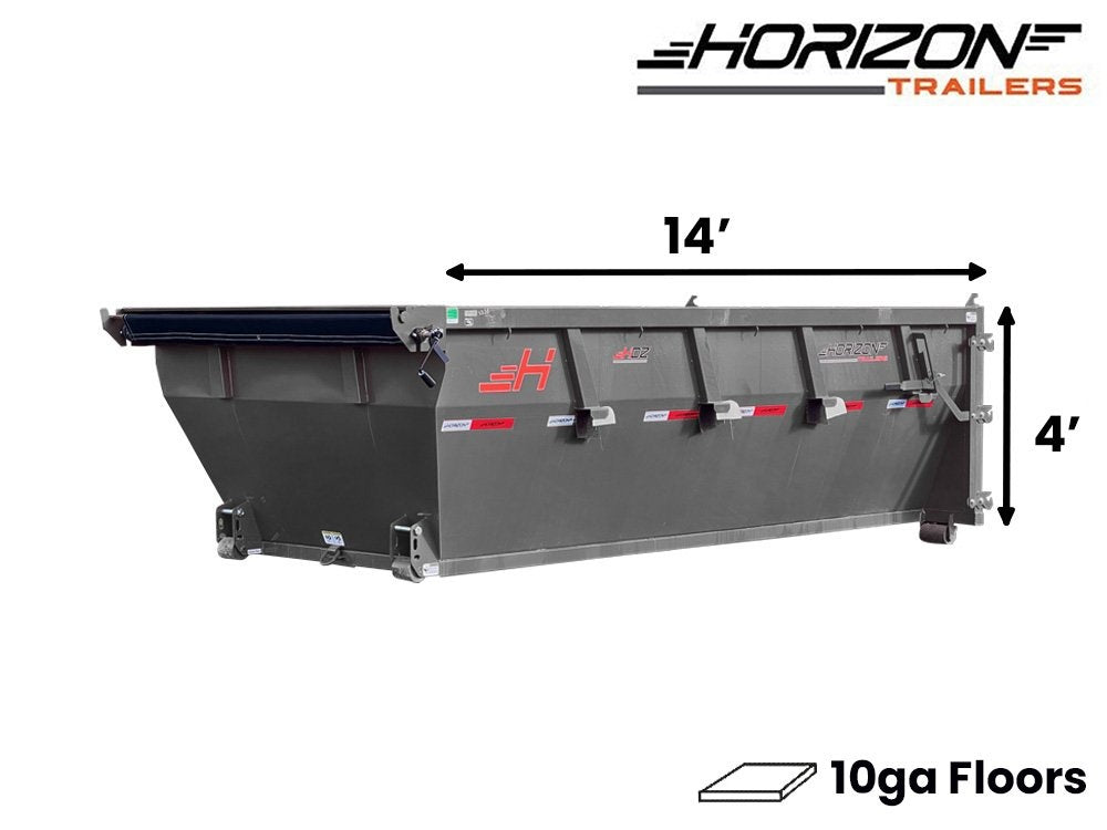 14' HDZ Roll Off Bin 4' Walls - Gray - #HDZ0006368 - Roll Off Bin/RO 14x4 Bin - Stryker Dealership Group