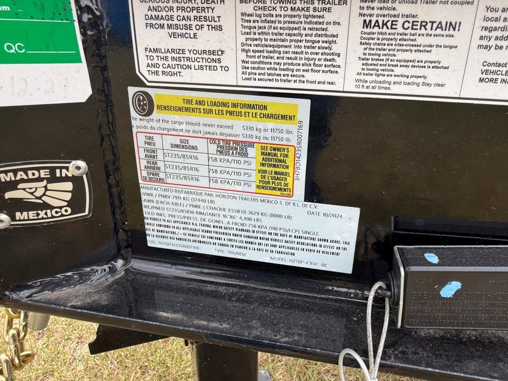 14' HZ7 Dump 48" Sides - 8K Axles - 620 Scissor - 14 ply Tires - 2 Speed Jack - Dump Trailers - Stryker Dealership Group