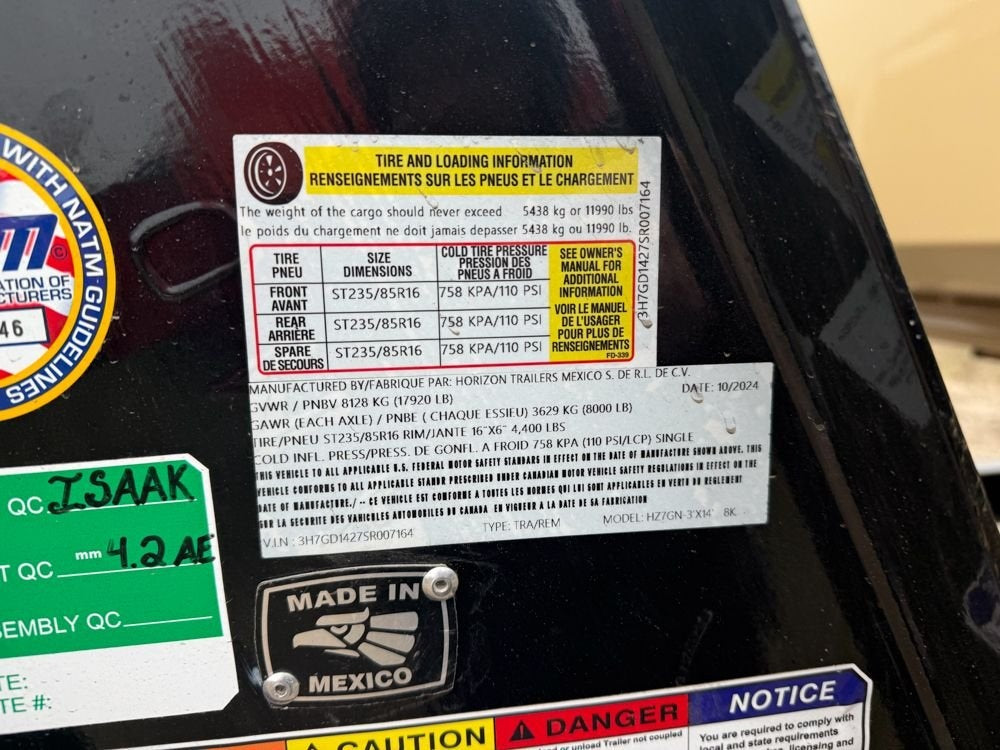 14' HZ7 GN Dump 36" Sides - 8K Axles - 620 Scissor - 14 ply Tires - 2 Speed Jack - DT3 Professional/Dump Trailers - Stryker Dealership Group