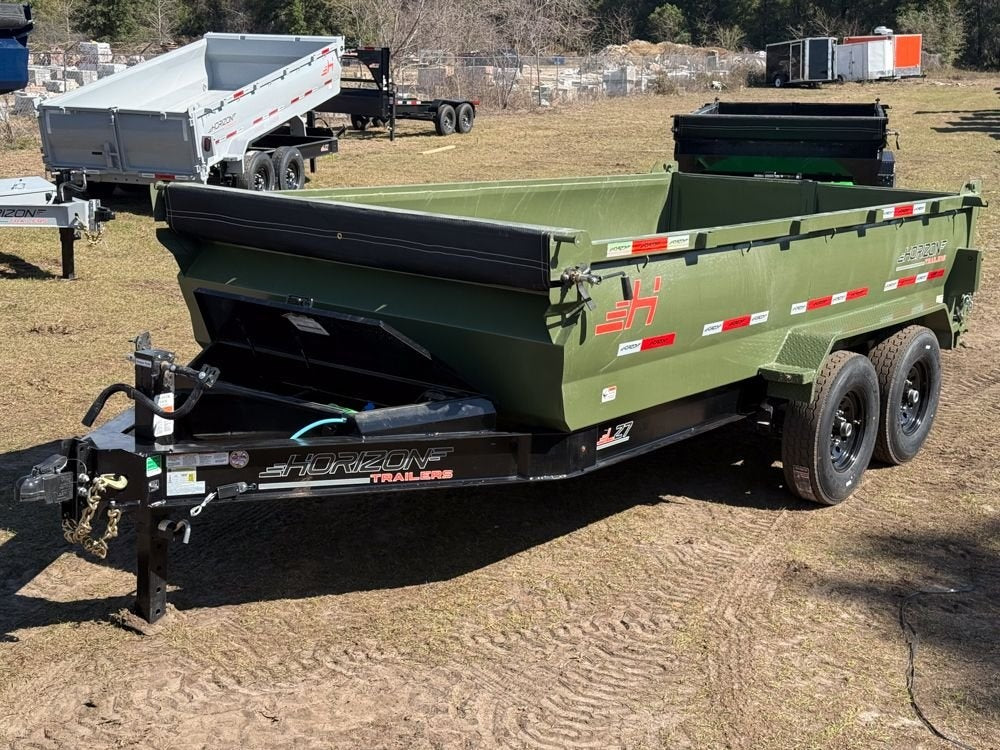 14' LZ7 Dump Trailer 30" Walls - Scissor Lift - 14K GWVR - 14ply Tires - 3 Way Door - Ramps - Dump Trailers - Stryker Dealership Group