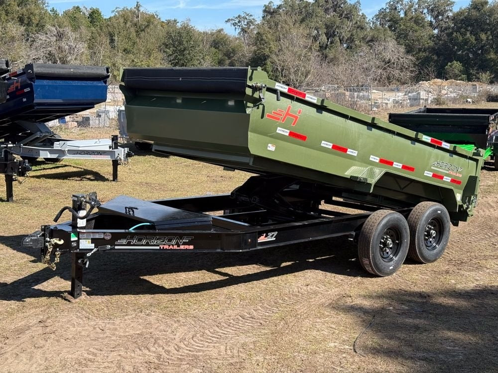 14' LZ7 Dump Trailer 30" Walls - Scissor Lift - 14K GWVR - 14ply Tires - 3 Way Door - Ramps - Dump Trailers - Stryker Dealership Group