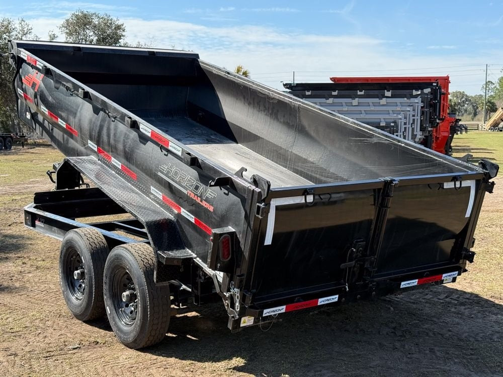 14' LZ7 Dump Trailer 30" Walls - Scissor Lift - 14K GWVR - 14ply Tires - 3 Way Door - Ramps - Dump Trailers - Stryker Dealership Group