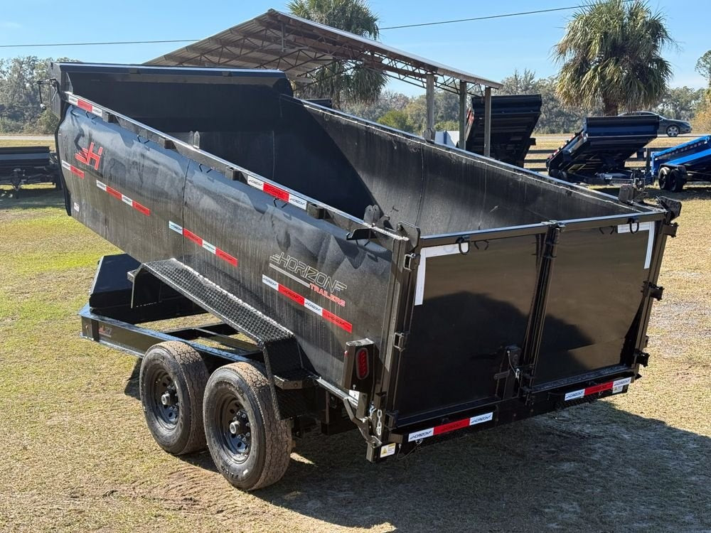 14' LZ7 Dump Trailer 48" Walls - Scissor Lift - 14K GWVR - 14ply Tires - 3 Way Door - Ramps - Dump Trailers - Stryker Dealership Group