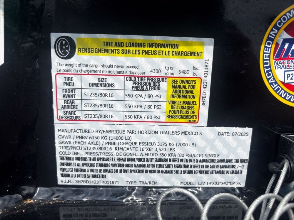 14' LZ7 Dump Trailer 50" Walls - Scissor Lift - 14K GWVR - 14ply Tires - 3 Way Door - Ramps - DT2 Contractor/Dump Trailers - Stryker Dealership Group