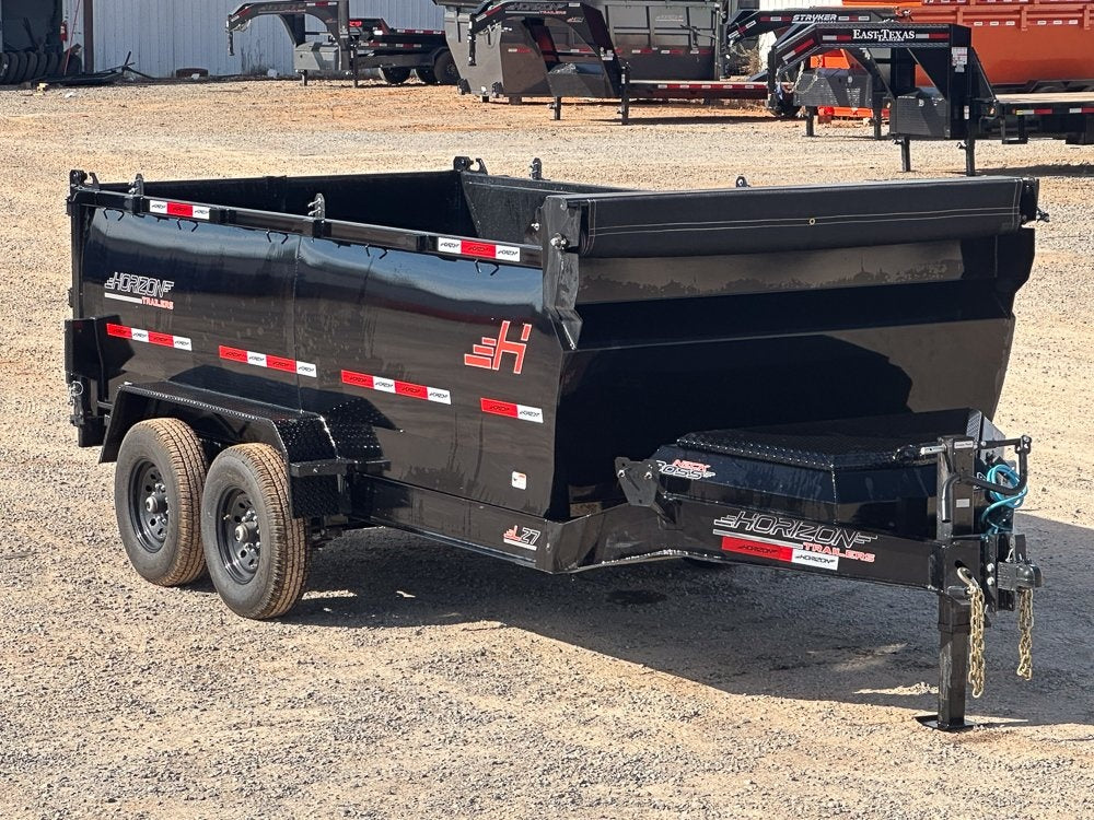 14' LZ7 Dump Trailer 50" Walls - Scissor Lift - 14K GWVR - 14ply Tires - 3 Way Door - Ramps - Bumper Pull Dump/Dump Trailers - Stryker Dealership Group